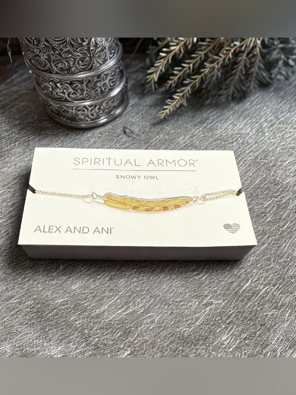 🩶ALEX & ANI🩶Spiritual Armor Snowy Owl Sterling Silver Pull Chain Bracelet/NWT